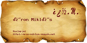 Áron Miklós névjegykártya